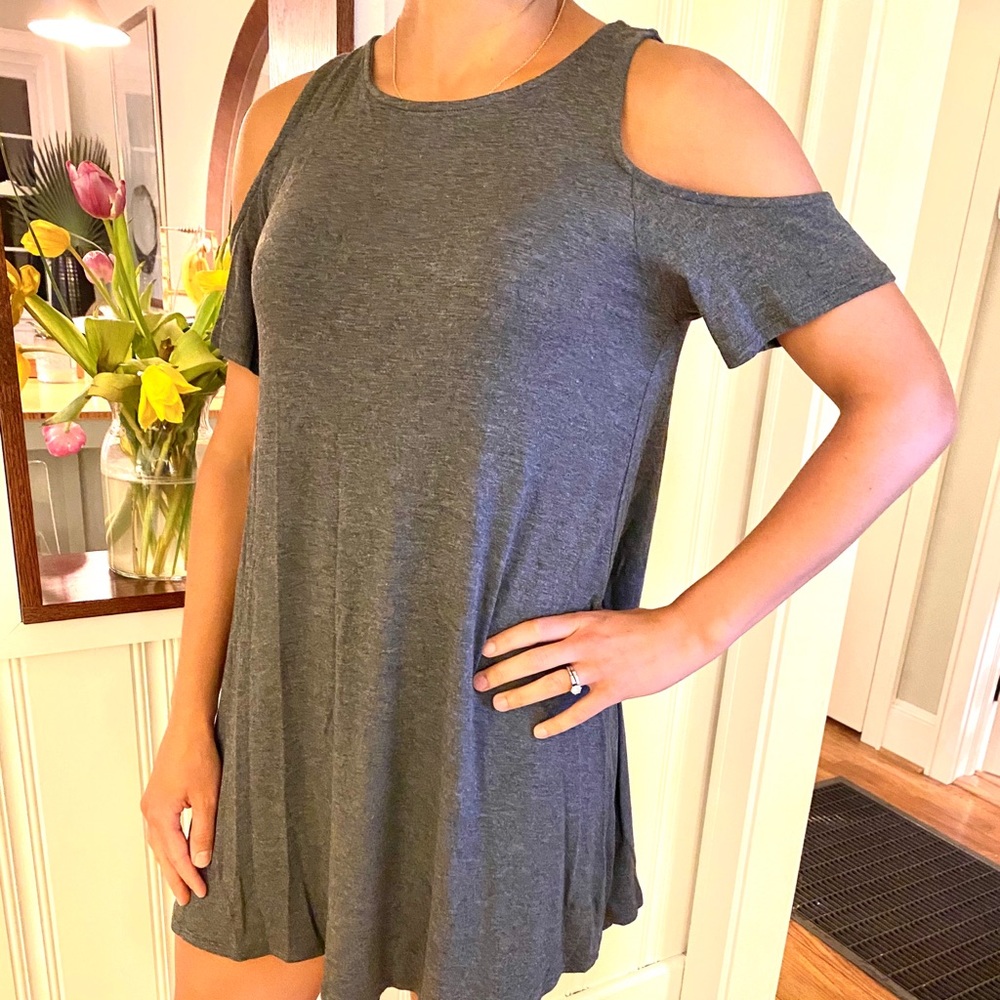 Open Shoulder Cotton Mini Dress